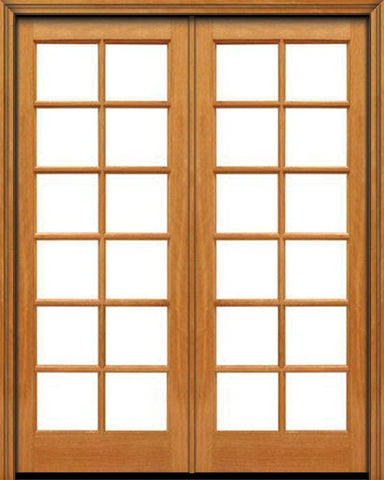 WDMA 48x96 Door (4ft by 8ft) Patio Mahogany 96in 12 lite French Double Door IG Glass 1