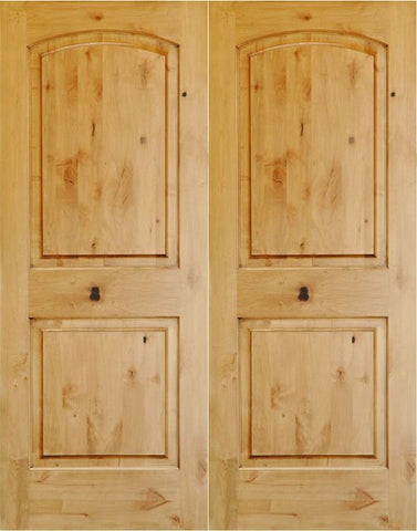 WDMA 48x96 Door (4ft by 8ft) Interior Barn Knotty Alder 96in 2 Panel Arch Double Door 1-3/8in Thick KW-121 1