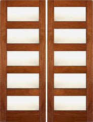 WDMA 48x96 Door (4ft by 8ft) Interior Swing Mahogany RB-02 Wood Contemporary Matte Glass Double Door 1