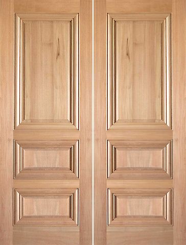 WDMA 48x96 Door (4ft by 8ft) Interior Barn Tropical Hardwood Rustic-5 3 Panel Raised Moulding Double Door 1