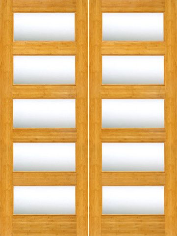 WDMA 48x96 Door (4ft by 8ft) Interior Swing Bamboo BM-16 Contemporary 5 Lite Clear Glass Double Door 1