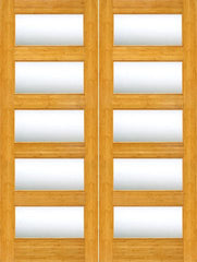 WDMA 48x96 Door (4ft by 8ft) Interior Swing Bamboo BM-16 Contemporary 5 Lite Clear Glass Double Door 1