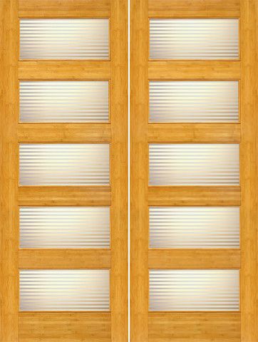 WDMA 48x96 Door (4ft by 8ft) Interior Barn Bamboo BM-14 Contemporary 5 Lite Matte Line Glass Double Door 1