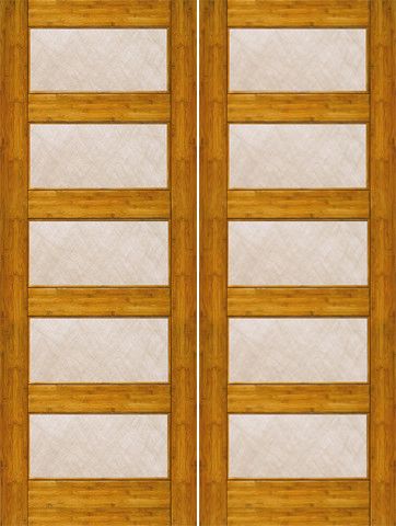 WDMA 48x96 Door (4ft by 8ft) Interior Barn Bamboo BM-15 Contemporary 5 Lite Silk Glass Double Door 1