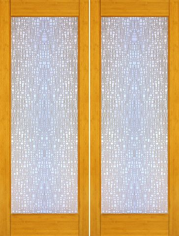 WDMA 48x96 Door (4ft by 8ft) Interior Barn Bamboo BM-36 Contemporary Contempo Glass Double Door 1
