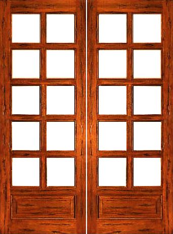 WDMA 48x96 Door (4ft by 8ft) Interior Barn Tropical Hardwood Rustic-10-lite-P/B Solid 1 Panel IG Glass Double Door 1