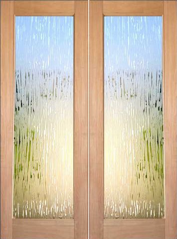 WDMA 48x96 Door (4ft by 8ft) Interior Swing Tropical Hardwood Conemporary Double Door FG-6 Glacier Glass 1