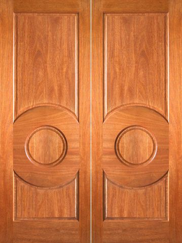 WDMA 48x96 Door (4ft by 8ft) Interior Barn Mahogany P-680 Wood 3 Panel Circle Panel Double Door 1