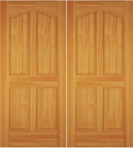 WDMA 52x96 Door (4ft4in by 8ft) Exterior Swing Walnut Wood 4 Panel Arch Panel Double Door 1