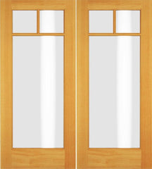 WDMA 52x96 Door (4ft4in by 8ft) Exterior Swing Pine Wood Full Lite Craftsman Arts and Craft Double Door 1