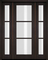 WDMA 52x96 Door (4ft4in by 8ft) Exterior Swing Mahogany 3 Lite TDL Single Entry Door Sidelights 2