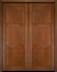 WDMA 52x96 Door (4ft4in by 8ft) Interior Swing Mahogany Modern 3 Flat Panel Shaker Exterior or Double Door 4