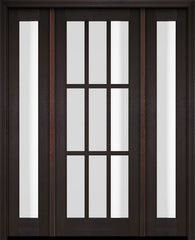 WDMA 52x96 Door (4ft4in by 8ft) Exterior Swing Mahogany 9 Lite TDL Single Entry Door Full Sidelights 2