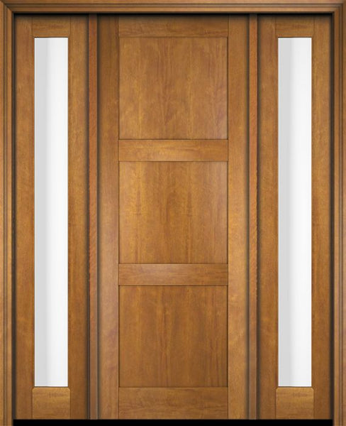 WDMA 52x96 Door (4ft4in by 8ft) Exterior Swing Mahogany Modern 3 Flat Panel Shaker Single Entry Door Sidelights 1