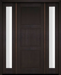WDMA 52x96 Door (4ft4in by 8ft) Exterior Swing Mahogany 3 Raised Panel Solid Single Entry Door Sidelights 2