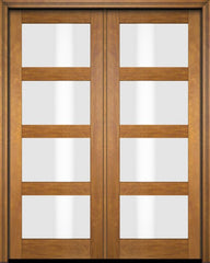 WDMA 52x96 Door (4ft4in by 8ft) Exterior Barn Mahogany Modern 4 Lite Shaker or Interior Double Door 2