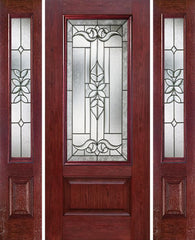 WDMA 54x80 Door (4ft6in by 6ft8in) Exterior Cherry 3/4 Lite 1 Panel Single Entry Door Sidelights CD Glass 1