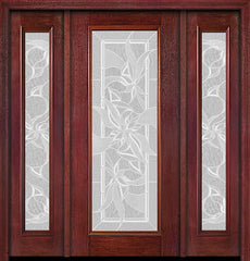 WDMA 54x80 Door (4ft6in by 6ft8in) Exterior Cherry Full Lite Single Entry Door Sidelights Impressions Glass 1