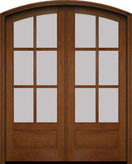 WDMA 60x78 Door (5ft by 6ft6in) Exterior Swing Mahogany 3/4 Arch 6 Lite Arch Top Double Entry Door 4