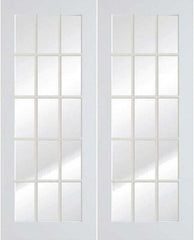 WDMA 60x80 Door (5ft by 6ft8in) French Swing Smooth 80in Primed 15 Lite Double Door Clear Glass 1