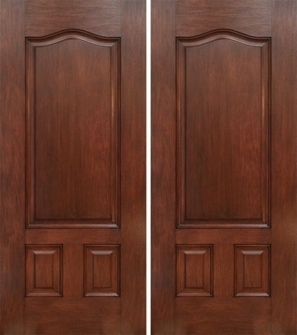 WDMA 60x80 Door (5ft by 6ft8in) Exterior Mahogany Three Panel Double Entry Door 1