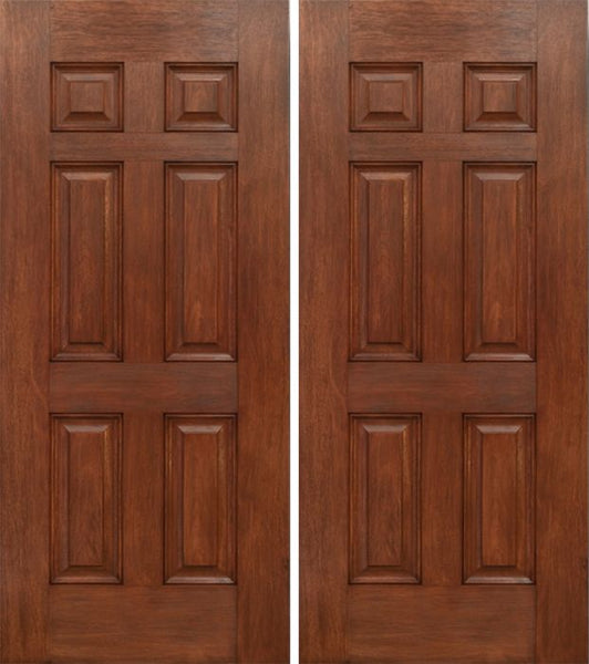 WDMA 60x80 Door (5ft by 6ft8in) Exterior Mahogany Six Panel Double Entry Door 1