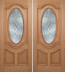 WDMA 60x80 Door (5ft by 6ft8in) Exterior Mahogany Carmel Double Door w/ A Glass - 6ft8in Tall 1