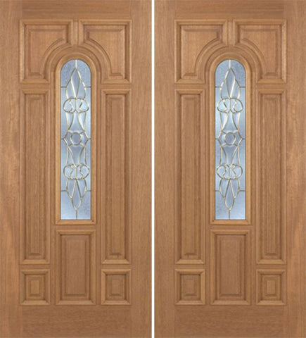 WDMA 60x80 Door (5ft by 6ft8in) Exterior Mahogany Revis Double Door w/ L Glass - 6ft8in Tall 1