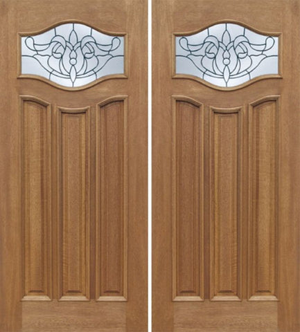 WDMA 60x80 Door (5ft by 6ft8in) Exterior Mahogany Wisteria Double Door w/ U Glass 1