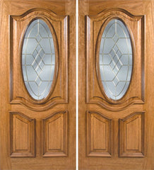 WDMA 60x80 Door (5ft by 6ft8in) Exterior Mahogany La Jolla Double Door w/ A Glass - 6ft8in Tall 1