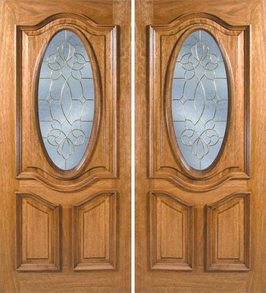 WDMA 60x80 Door (5ft by 6ft8in) Exterior Mahogany La Jolla Double Door w/ OC Glass 1