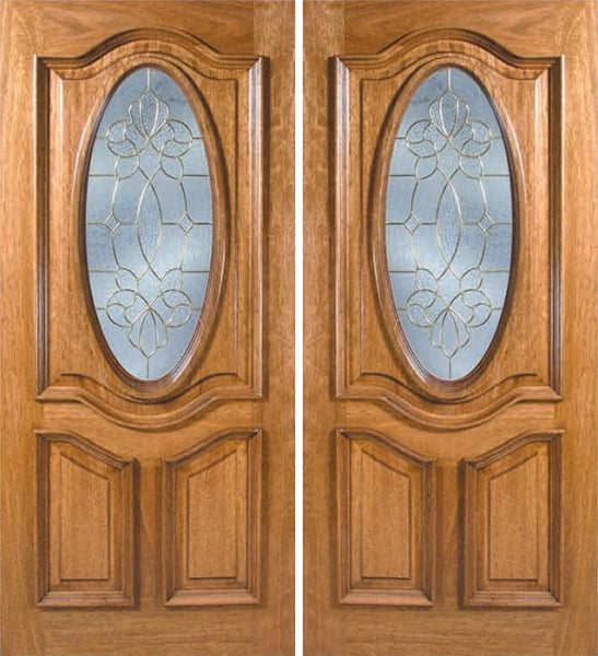 WDMA 60x80 Door (5ft by 6ft8in) Exterior Mahogany La Jolla Double Door w/ BO Glass - 6ft8in Tall 1
