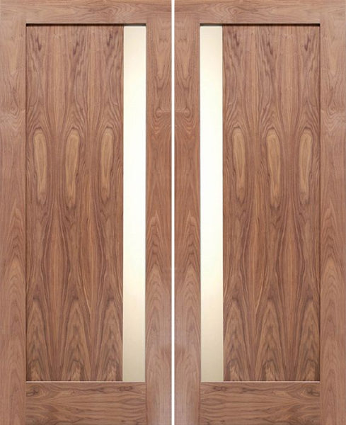 WDMA 60x80 Door (5ft by 6ft8in) Exterior Walnut Vertical Slimlite Double Entry Door 1