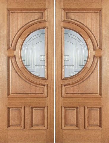 WDMA 60x80 Door (5ft by 6ft8in) Exterior Mahogany Crescent Double Door w/ Y Glass 1