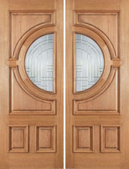 WDMA 60x80 Door (5ft by 6ft8in) Exterior Mahogany Crescent Double Door w/ Y Glass 1