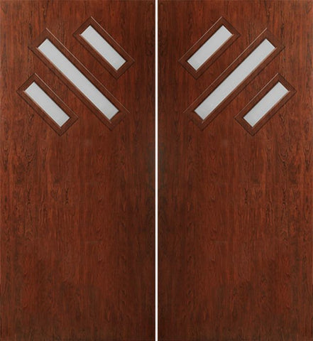 WDMA 60x80 Door (5ft by 6ft8in) Exterior Cherry Contemporary Modern 3 Lite Double Entry Door FC534 1