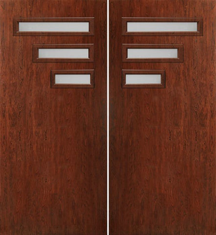 WDMA 60x80 Door (5ft by 6ft8in) Exterior Cherry Contemporary Modern 3 Lite Double Entry Door FC522 1