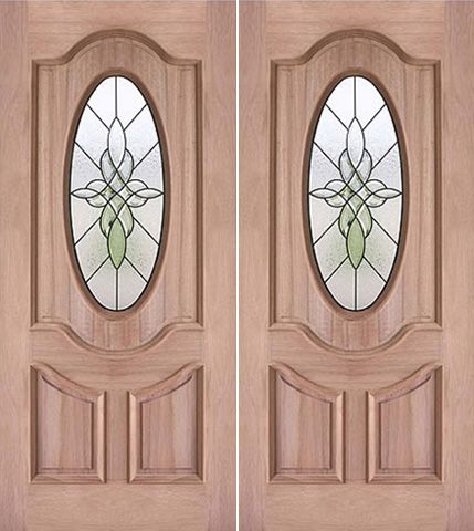 WDMA 60x80 Door (5ft by 6ft8in) Exterior Mahogany Decorative Oval Lite Double Entry Door 1