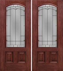 WDMA 60x80 Door (5ft by 6ft8in) Exterior Cherry Camber 3/4 Lite Two Panel Double Entry Door TP Glass 1