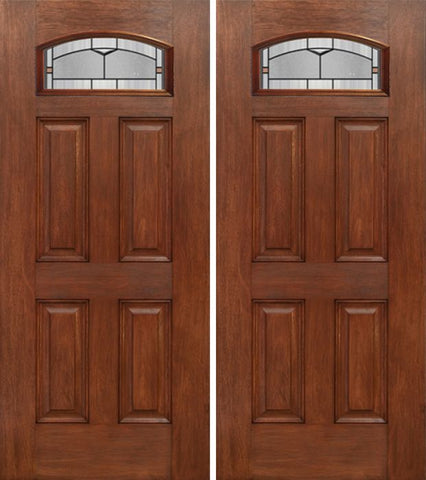 WDMA 60x80 Door (5ft by 6ft8in) Exterior Mahogany Camber Top Double Entry Door TP Glass 1