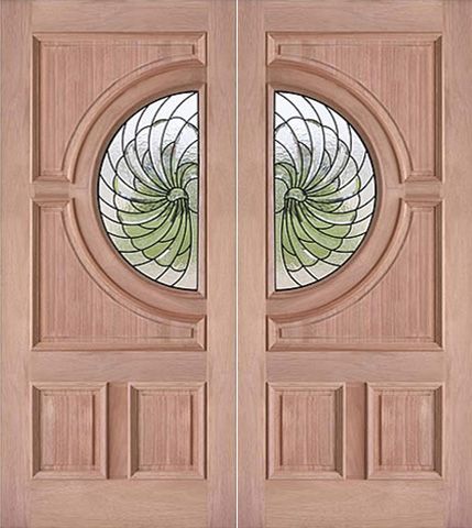 WDMA 60x80 Door (5ft by 6ft8in) Exterior Mahogany Decorative Circle Lite Double Entry Doors  1