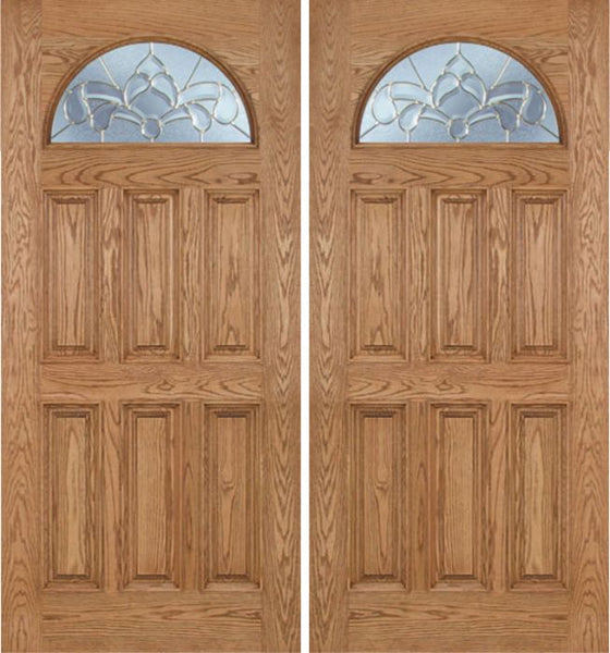WDMA 60x80 Door (5ft by 6ft8in) Exterior Oak Merritt Double Door w/ C Glass 1