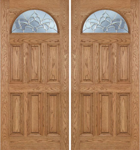 WDMA 60x80 Door (5ft by 6ft8in) Exterior Oak Merritt Double Door w/ C Glass 1