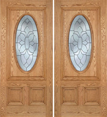 WDMA 60x80 Door (5ft by 6ft8in) Exterior Oak Watson Double Door w/ BO Glass 1