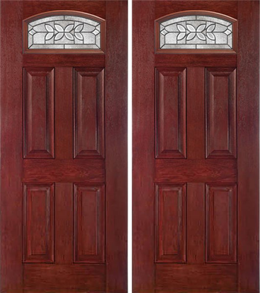 WDMA 60x80 Door (5ft by 6ft8in) Exterior Cherry Camber Top Double Entry Door CD Glass 1