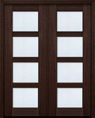 WDMA 60x96 Door (5ft by 8ft) Exterior Mahogany 96in Double 4 lite TDL Continental DoorCraft Door w/Bevel IG 1