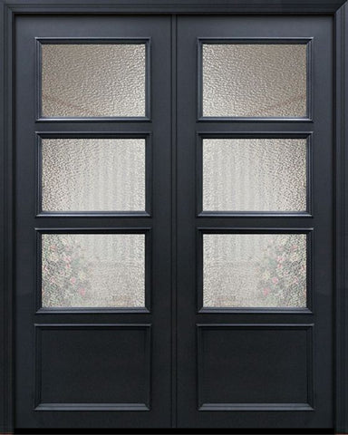 WDMA 60x96 Door (5ft by 8ft) Exterior 96in ThermaPlus Steel 3 Lite 1 Panel Continental Double Door w/ Textured Glass 1