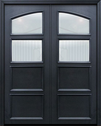 WDMA 60x96 Door (5ft by 8ft) Exterior 96in ThermaPlus Steel 2 Panel Square Top 2 Lite Continental Double Door w/ Beveled Glass 1