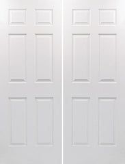 WDMA 64x80 Door (5ft4in by 6ft8in) Interior Swing Woodgrain 80in Colonist Hollow Core Textured Double Door|1-3/8in Thick 1