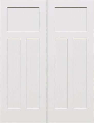 WDMA 64x80 Door (5ft4in by 6ft8in) Interior Barn Smooth 80in Craftsman III 3 Panel Shaker Solid Core Double Door|1-3/4in Thick 1